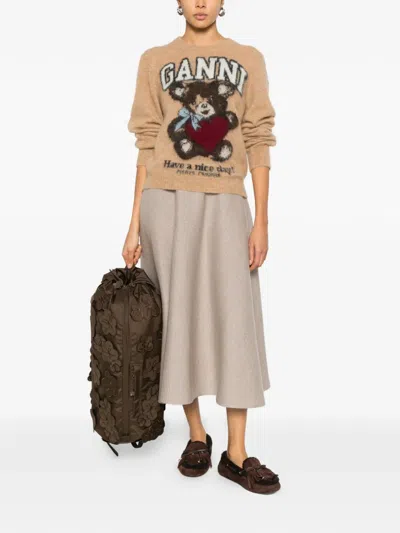 Ganni Printed Alpaca Wool Blend Sweater In Neutral
