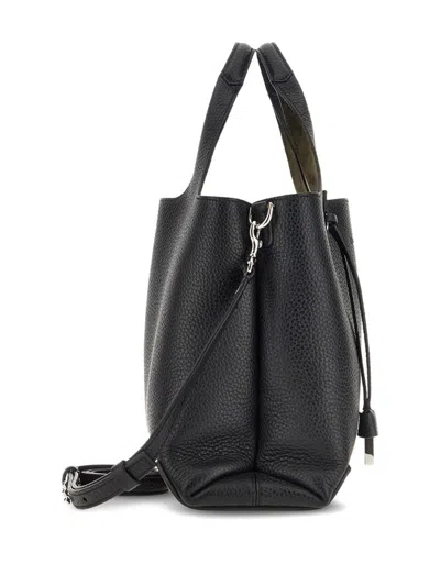 Hogan Shopping Bag In Textured Leather In Black
