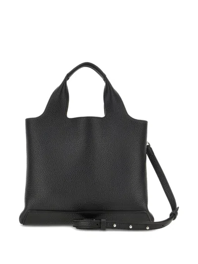 Hogan Shopping Bag In Textured Leather In Black