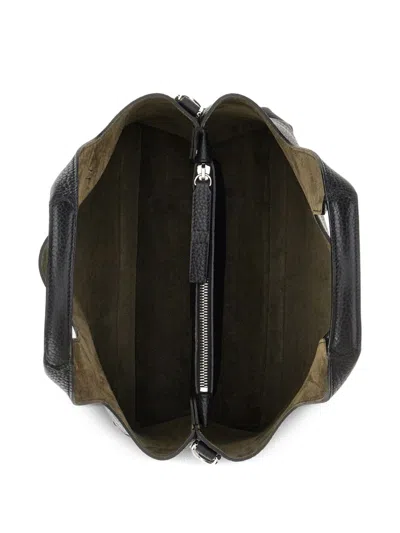 Hogan Shopping Bag In Textured Leather In Black