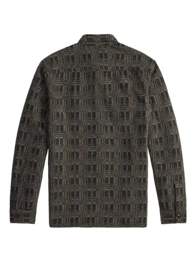 Rrl Check Button Overshirt In Gray