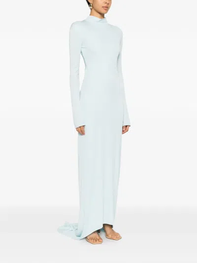 Tom Ford Crepe Jersey Long Sleeve Evening Dress Dresses Light Blue In Blue