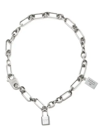 Acne Studios Padlock Chain Necklace In Silver