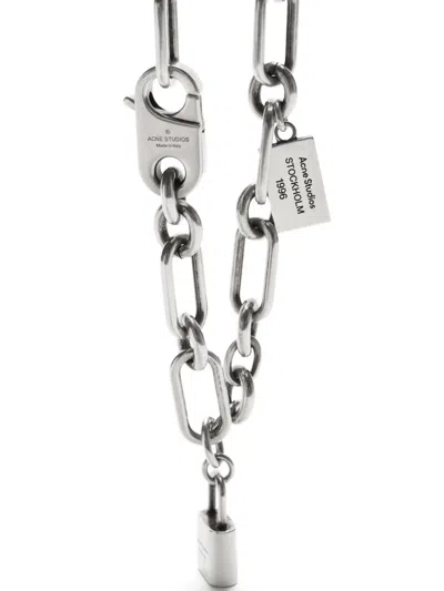 Acne Studios Padlock Chain Necklace In Silver