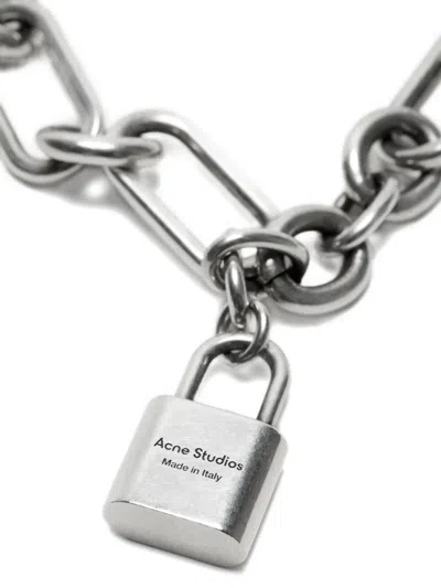 Acne Studios Padlock Chain Necklace In Silver