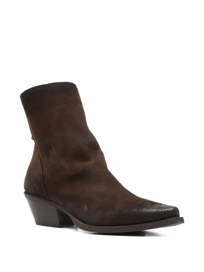 Metisse Pointed Zip Boots In Brown