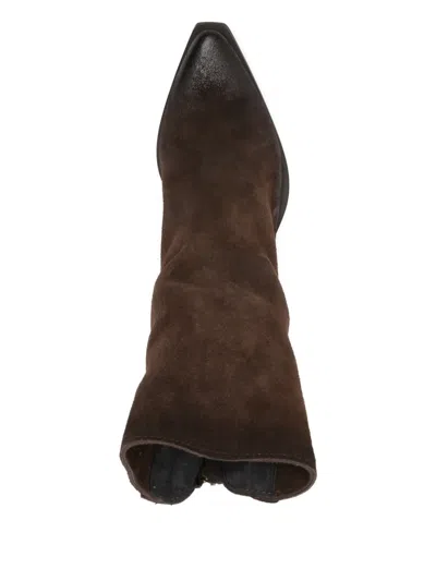 Metisse Pointed Zip Boots In Brown
