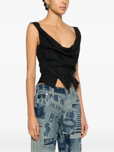 Vivienne Westwood Sleeveless Draped Top Asymmetric Hem Design In Black