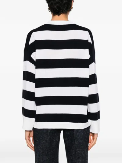 Allude Striped-pattern Sweater In White