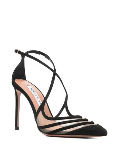 Aquazzura Point Toe Strap Heel In Black