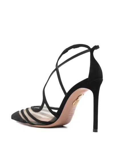 Aquazzura Point Toe Strap Heel In Black