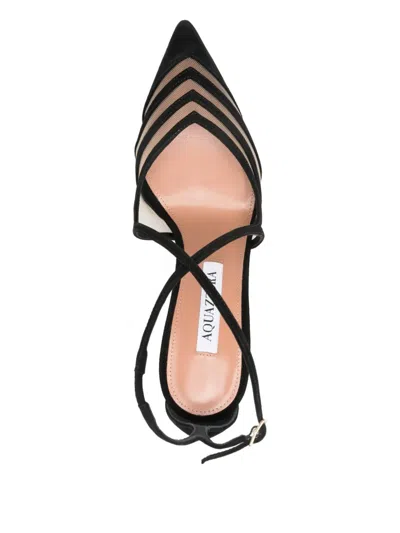 Aquazzura Point Toe Strap Heel In Black