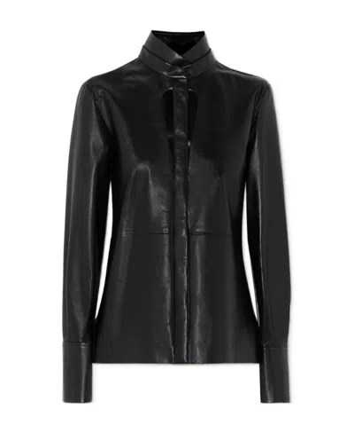 Givenchy Digging And Cutting Design Leather Blouse In Black