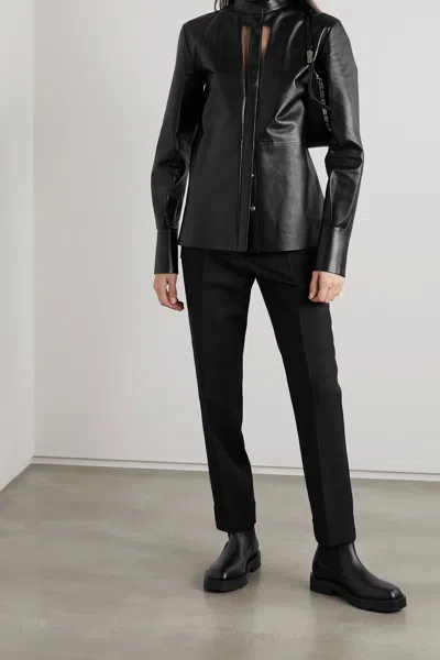 Givenchy Digging And Cutting Design Leather Blouse In Black