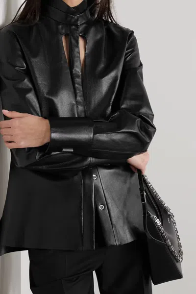 Givenchy Digging And Cutting Design Leather Blouse In Black