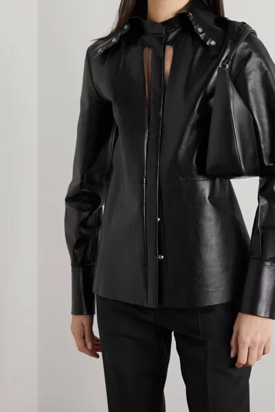 Givenchy Digging And Cutting Design Leather Blouse In Black