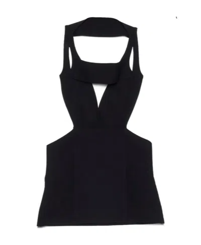 Rick Owens Corona Cut-out Top In Black