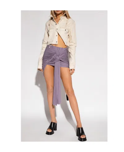 Rick Owens Drkshdw Frayed Detailed Denim Jacket In Neutral