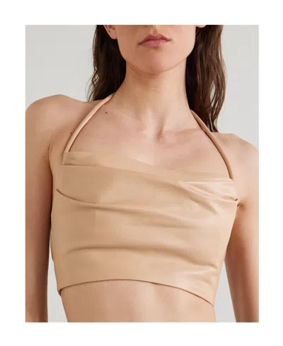 Balmain Logo Folded Neck Short Sling In Neutral