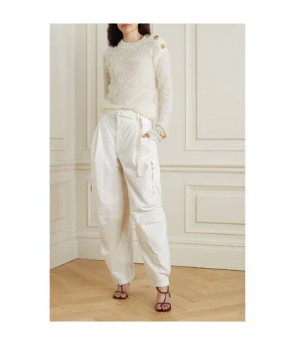 Balmain Metallic Button-trimmed Pullover In White