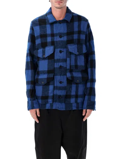 Junya Watanabe Wool Checked Work Jacket In Blue