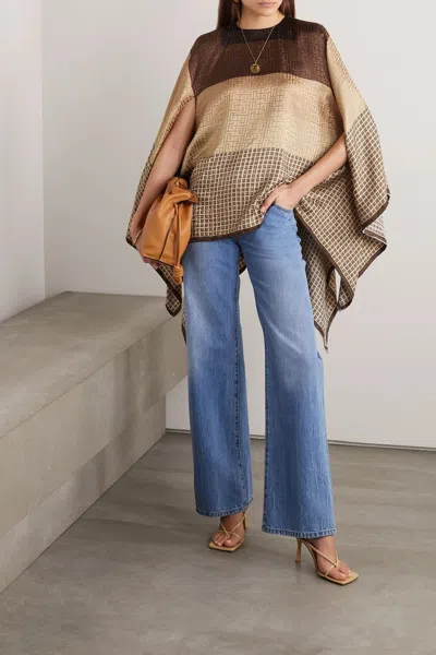 Balmain Printed Cape In Brown