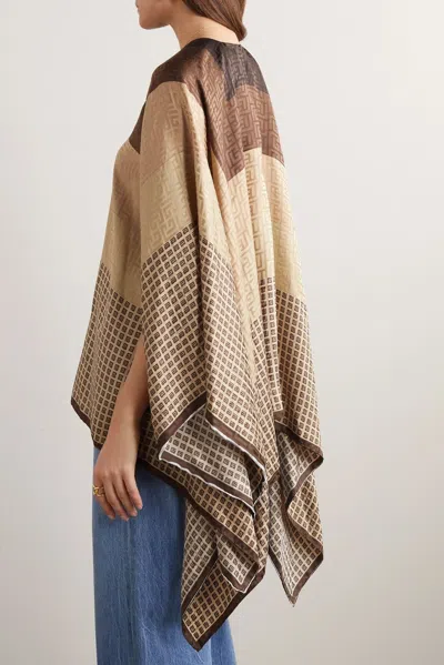 Balmain Printed Cape In Brown