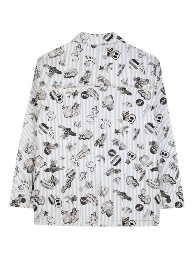 Marc Jacobs Striped Graphic-print Jacket In White