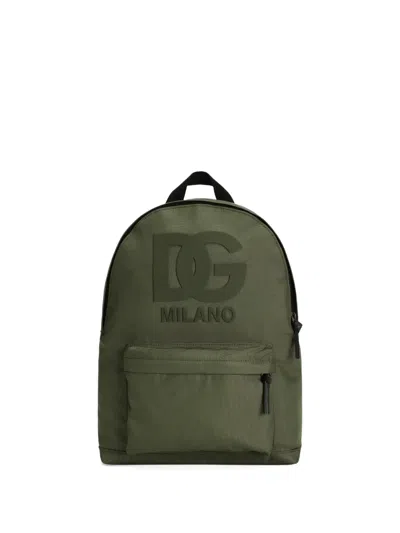 Dolce & Gabbana Nylon Backpack With Dg Patch In Green