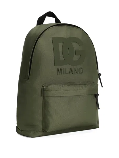 Dolce & Gabbana Nylon Backpack With Dg Patch In Green
