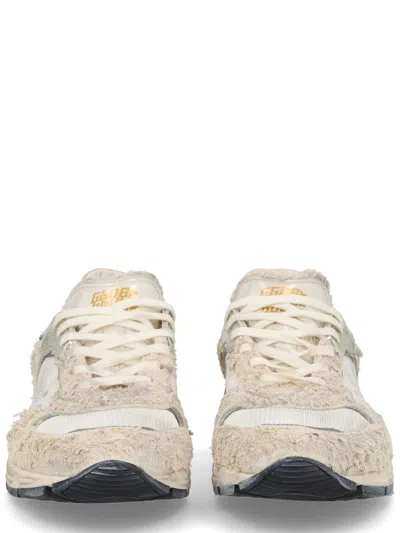 Golden Goose Running Dad New Net And Suede Upper Leather Star And Heel Suede Spur Sneakers White In Neutral