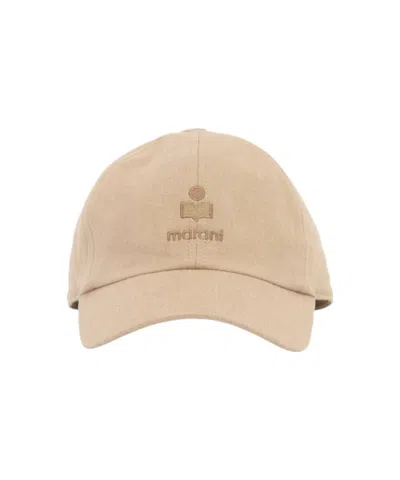 Isabel Marant Tomas Embroidered Baseball Cap Cotton Six Panel In Brown