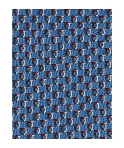 Ferragamo Jacquard Gancini Bicolor Tie In Brown