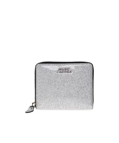 Marc Jacobs The Coated Glitter Leather Wallet In Gray