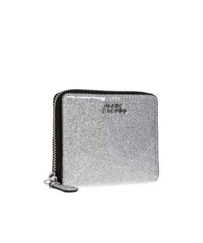 Marc Jacobs The Coated Glitter Leather Wallet In Gray