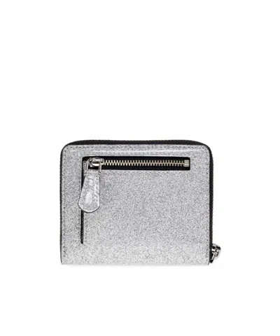 Marc Jacobs The Coated Glitter Leather Wallet In Gray