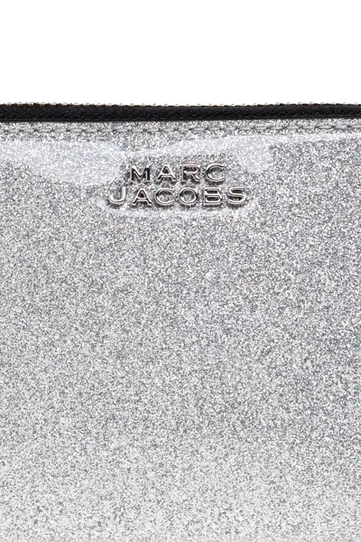 Marc Jacobs The Coated Glitter Leather Wallet In Gray