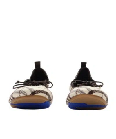 Burberry Fabric Ballerina Shoes Bow Check Pattern In Neutral