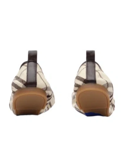 Burberry Fabric Ballerina Shoes Bow Check Pattern In Neutral