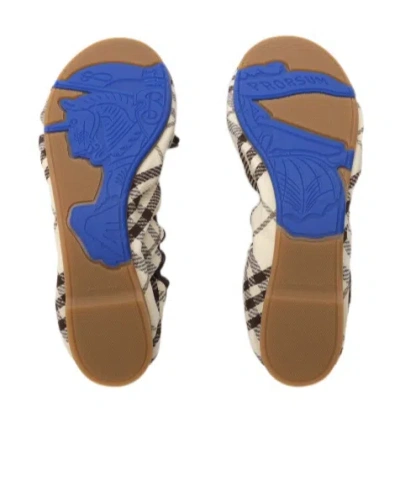 Burberry Fabric Ballerina Shoes Bow Check Pattern In Neutral