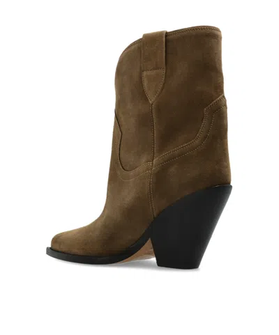 Isabel Marant Leyane Pointed Toe High Ankle Boots In Brown