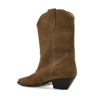 Isabel Marant Duerto Embroidered Suede Cowboy Boots In Brown