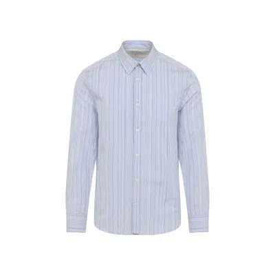Paul Smith Striped Long-sleeved Shirt In Gnawed Blue