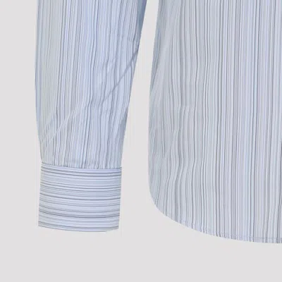 Paul Smith Striped Long-sleeved Shirt In Gnawed Blue