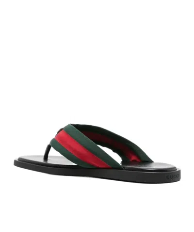 Gucci Web Stripe-embellished Flip Flops In Black