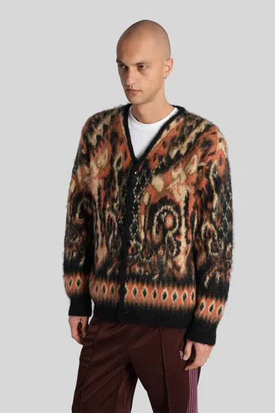 Needles Patterned Cardigan In Brown