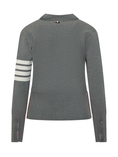 Thom Browne Classic Milan Cardigan With Four Bands In Gray