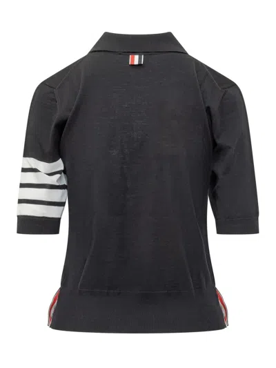 Thom Browne Relaxed Fit Polo With Four Bands In Brown
