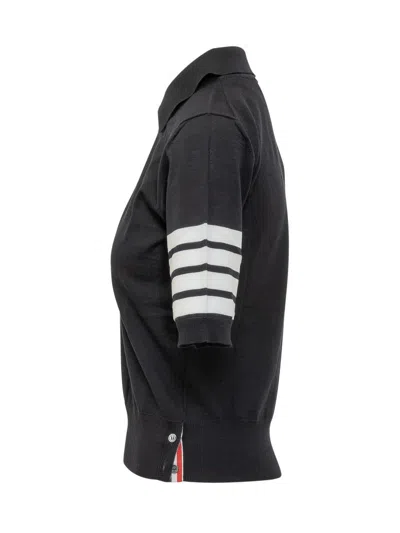 Thom Browne Relaxed Fit Polo With Four Bands In Brown