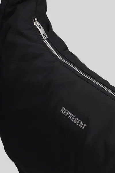 Represent Mens Black Script-hardware Padded Nylon Sling Bag In Pink